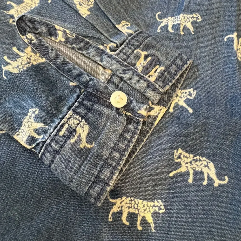 GYMBOREE Girls Denim Cheetah Chambray Tunic Sz 10 Streetwear Summer Casual Kooky